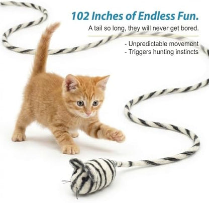 Glaciart One Felt Mouse Cat Toy – Soft Fuzzy Enrichment 100% Natural Wool - Interactive Catnip Play Cat Toy Set - Safe for Pets, Non-AZO Colored Dyes - 100” Long - Image 2