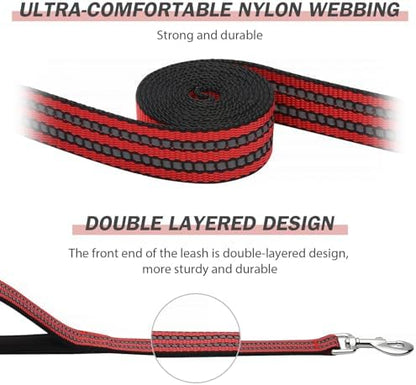 Hikiko 4FT Double Handle Traffic Dog Leash Reflective,Red - Image 2
