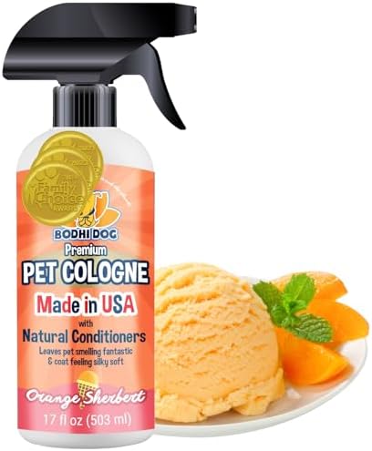 Bodhi Dog Natural Dog Cologne (Orange Sherbert) - Premium Scented Deodorizing Pet Perfume w/Conditioner for Dogs & Cats - Keeps Pets Fresh & Clean - Gentle and Safe Formula, Made in USA (17 Fl Oz) by BodhiDog