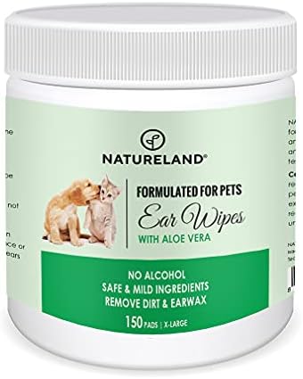 Natureland Dog Ear Wipes, Extra Large Otic Cleaning Pads, 150 Count by Natureland