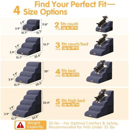 Topmart High Density Foam Dog Steps 4 Tiers, Extra Wide Deep Pet Steps - Image 6