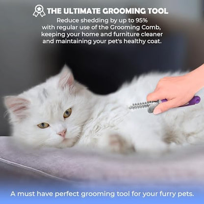 GENPEPADO Dematting Undercoat Rake Comb for Dogs & Cats with Long 2.5-In Stainless Steel Safety Blades for Removing Knots, Mats & Tangles - Pet Grooming Deshedding Brush Tool with Anti-Slip Grip - Image 6