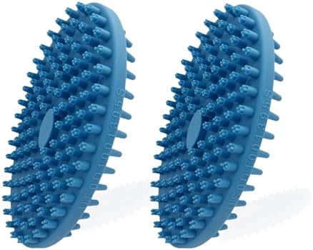 Dog Grooming Brush, Lilpep Pet Shampoo Bath Brush Soothing Massage Rubber Comb with Adjustable Ring Handle for Long Short Haired Dogs and Cats (2 pale blue, 2 sided brush) by PetSupplies