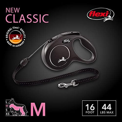 FLEXI® Classic Cord Retractable Dog Leash, Medium, 16 ft - Black - Image 2