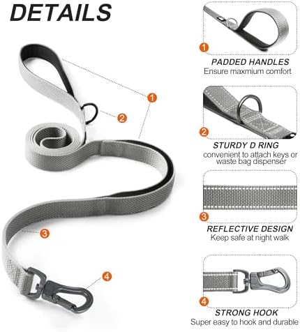 Twoear 6FT 1IN Heavy Duty Dog Leash for Large Dogs with 2 Padded Handles - Image 2
