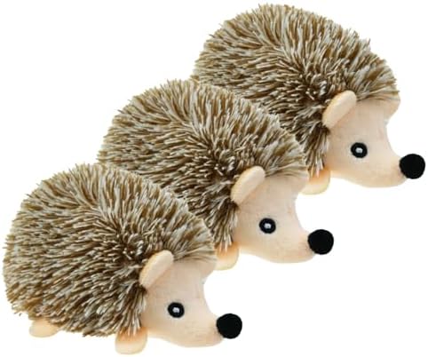 Dog Hide and Seek Toys Puppy Chew Squeaky Toys Plush Mushroom&Bamboo&Shell Hideout Stuffing with Squeakers Animals (3Pcs Squeaky Hedgehog Brown) by YOUBEMAGIC