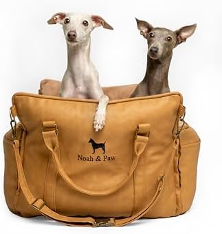NOAH & PAW Small Dog Car Seat for Small Medium Pets with Harness Clip, 4X Safety Feature, Washable Dog Seat for Car, Orthopedic Foam Wrapped with Plush, Vegan Leather by NoahPaw