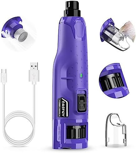 Casfuy Dog Nail Grinder Quiet - (45db) 6-Speed Pet Nail Grinder with 2 LED Lights for Large Medium Small Puppy Dogs/Cats, Professional 3 Ports Rechargeable Electric Dog Nail Trimmer with Dust Cap by casfuy