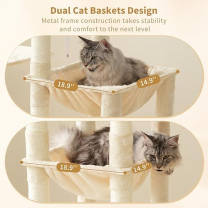 Heybly Cat Tree, 71-Inch Tall Cat Tower for Large Maine Coon Cats HCT03MG - Image 5