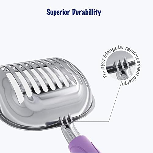 WePet Cat Litter Scoop, Aluminum Alloy Sifter, Kitty Metal Scooper, Deep Shovel, Long Handle, Poop Sifting, Kitten Pooper Lifter, Durable, Heavy Duty, for Litter Box - Image 3
