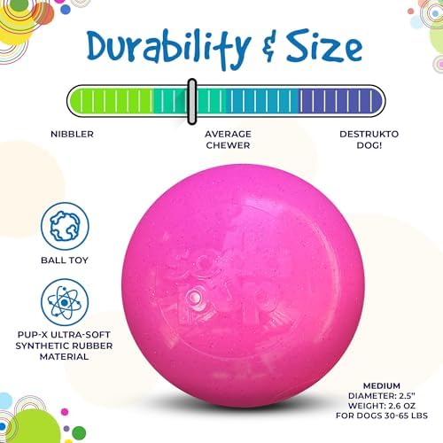 SodaPup Glitter Ball – Soft Dog Ball Toy, Floating Fetch Ball and Treat Dispenser Made in USA from Non-Toxic Pet Safe Food Safe PUP-X Rubber for Bonding, Physical Exercise, & More - Image 5