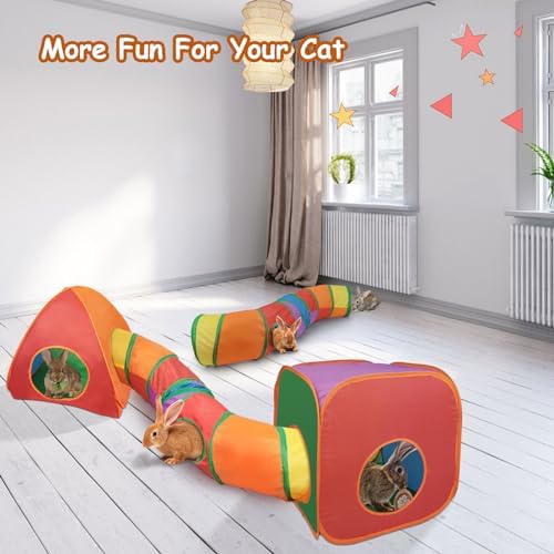 Rypet Cat Toy Tunnel and Cubes Bundle, Play Tubes for Indoor Cats,Rainbow - Image 4