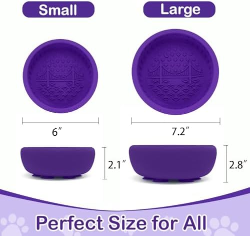 Dog Lick Bowl, BPA Free Silicone Slow Feeder Licking Mat with Strong Suction for Dog, Non-Slip Freeze Licking Bowl for Anxiety Relief & Boredom, Dishwasher(Purple, Small) - Image 5