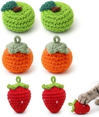6Pcs Catnip Cat Toys Balls, Cat Nip for Cats, Cat Toys for Indoor Cats, Handmade Yarn Balls with Natural Silvervine Gall Fruit with Various Sizes for Indoor Kitten Kitty Enrichment & Stress Relief by NCXFTP