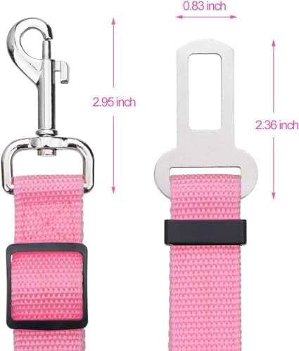 Elisel Elisel 2 Packs Adjustable Length Pet Dog Cat car seat Belt Pet seat Belt Pet Accessories for Dogs Cats and Pets (Pink) - Image 2