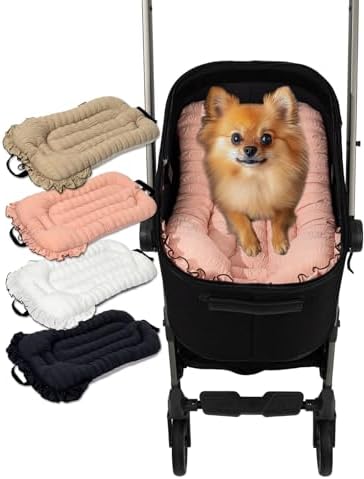 Easy Wash Dog Stroller Mat, Durable Orthopedic Pet Stroller Cushion for Dogs & Cats, Ergonomic Pad for Pet Cart, Ideal Accessories & Pads for Comfortable Rides (Coral Pink, XS) by Harryspet