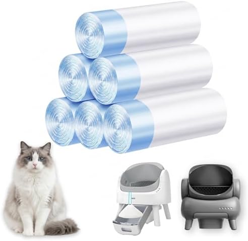 Cat Litter Bags 120 Count,26.37"x15.74" Drawstring Closure Litter Box Liners for Automatic Litter Box,Heavy Duty Cat Poop Bags,Thick Tear-Resistant Waste Bags for Self-Cleaning Box Replacement by LoopTime
