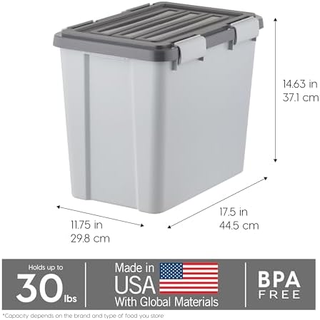 IRIS USA Dog Food Storage Container, Up to 30 lbs, Gray/Dark Gray - Image 3