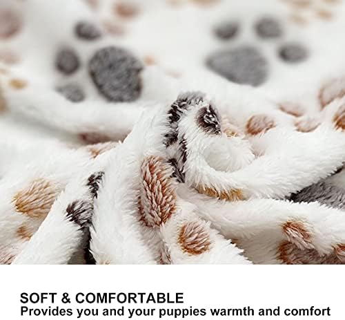 SORKUT 1 Pack 3 Puppy Dog Blankets Super Soft Warm Sleep Mat Fluffy Premium Fleece Pet Blanket Flannel Throw for Dog Puppy Cat - Paw Print Beige/Pink/Brown Small(23"x15") - Image 3