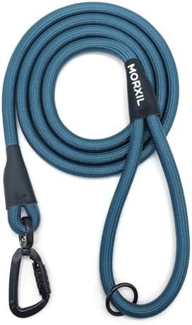 Rope Dog Leash, 6 Foot Heavy Duty Dog Leash with Aviation Aluminum Auto Locking Carabiner, Strong Nylon Pet Lead for Small, Medium, Large Dogs (Navy Blue, 6FT) by MORXIL