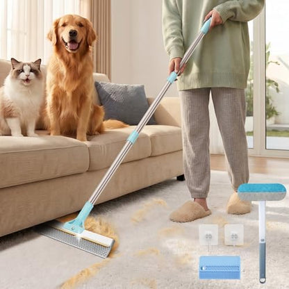Carpet Rake for Pet Hair Removal: Adjustable 54" Handle No Bending by Finvizo