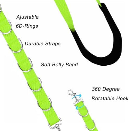 Dog Grooming Belly Strap Dogs Grooming Table Arm Extender Loop with D-Rings Adjustable Bathing Restraint Leash No Sit Haunch Holder for Small & Medium Dog Cat Hair Cutting Washing (Green) - Image 3