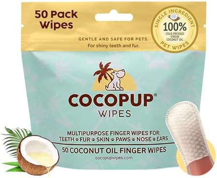 Cocopup Dog & Cat Dental Wipes, Coconut Oil Finger Toothbrush Cleaner by COCOPUP