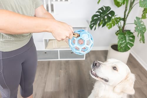 Chuckit! Holee Roller Dog Treat Puzzle Ball, Large (3"), Blue – Interactive Treat & Chew Puzzle Toy for Dogs 60–100 lb – Durable Rubber Fetch Ball for Mental Stimulation – Pack of 1 - Image 4
