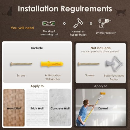 3-in-1 Cat Climbing Wall Steps with Hemp Rope, Shelves and Perches, Scratching Pads for Cats Playing and Climbing (Wood) - Image 7