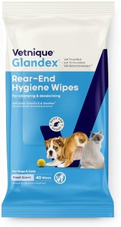 Vetnique Glandex Rear End Wipes for Dogs & Cats, Anal Gland Hygiene by Vetnique