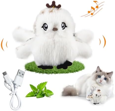 Gigwi Flapping Bird Cat Toys Lifelike Sandpiper Chirp Tweet Interactive Cat Toy, Rechargeable Motion Activated Cat Toys For Bored Indoor Adult Cats, Electronic Automatic Cat Toy With Catnip (prince) by PETGEEK