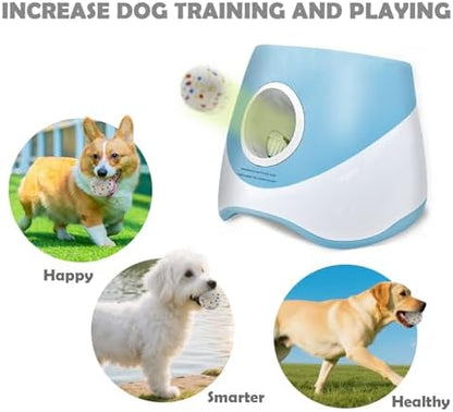 MEKAPLE Automatic Dog Ball Launcher for Small to Medium Dogs, 2.2 Inch ETPU Dog Ball Thrower, 3 Distance Adjustable 19-39 Ft Interactive Dog Toy, Mental Stimulating Puppy Toy with 4 ETPU Balls (Blue) - Image 2