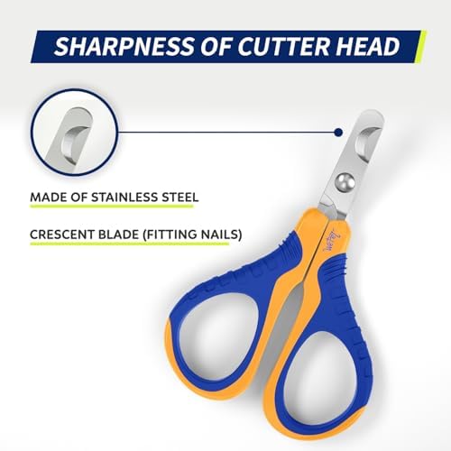 WePet Pet Nail Clippers U07.1, Professional Claw Trimmer, Bended Scissor Special for Cats, Kittens, Dogs, Puppies, Small Animals, Orange/Navy Blue - Image 3