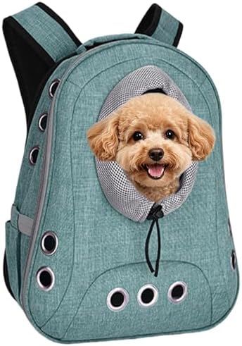 Small Dog Cat Chest Backpack Carrier,Large Space Ventilated Front Facing Backpack Carrier for Puppy,Lightweight Doggy Backpack for Hiking,Camping,Travel,Outdoor,Max 12 lbs(Cyan) by NALIYOUHU