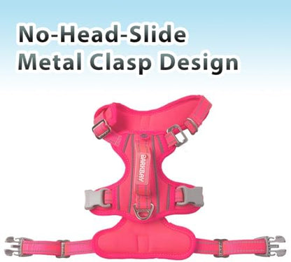 BARKBAY No Pull Dog Harness 3 Buckles Large Reflective Dog Harness with Front Clip and Easy Control Handle for Walking Training Running with ID tag Pocket(Pink,S) - Image 2