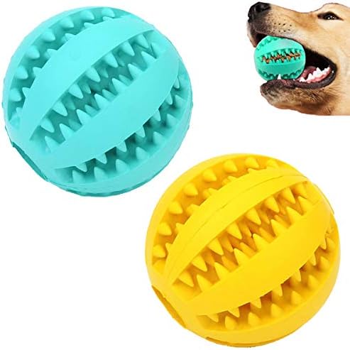 Sunglow 2 Pack Dog Toy Ball - Nontoxic Bite Resistant Teething Toys for Small/Medium/Large Dog and Puppy Cat, Dog Pet Food Treat Feeder Chew Tooth Cleaning Exercise Game IQ Training by Sunglow