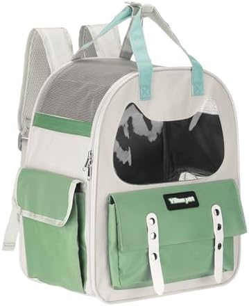 Cat Pet Backpack Carrier Green 12"x8"x14" Travel Bag by Unknown