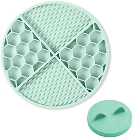 Pet Licking Mat Set with Suction Cups & Can Lid for Dogs and Cats, Food-Grade Silicone Slow Feeding Puzzle Toy, Non-Slip Dog Treat Mat for Anxiety & Boredom Relief (Mint Green) by Mooipur