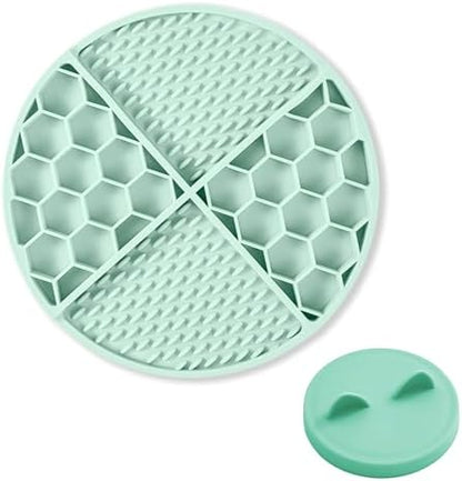Pet Licking Mat Set with Suction Cups & Can Lid for Dogs and Cats, Food-Grade Silicone Slow Feeding Puzzle Toy, Non-Slip Dog Treat Mat for Anxiety & Boredom Relief (Mint Green) by Mooipur
