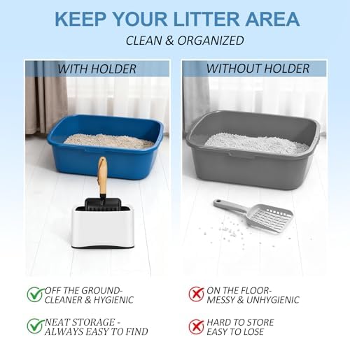Cat Litter Scoop, Metal Litter Scoop, Short with Holder - Image 4