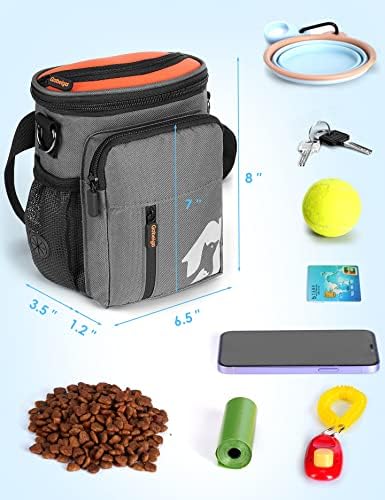 Gobeigo 8 Cup Dog Treat Pouch with Training Clicker(Gray & Orange) - Image 5