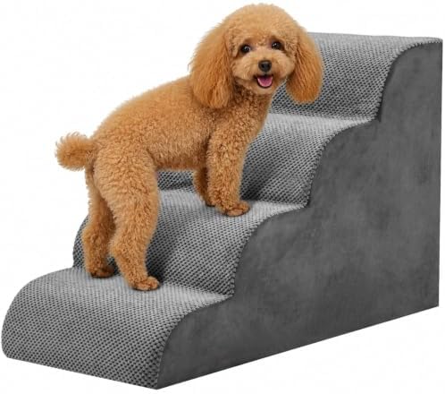 NEWBULIG 4-Step Dog Stairs, 20" H Dog Steps for Sofa and Chair, Grey by NEWBULIG