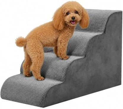NEWBULIG 4-Step Dog Stairs, 20" H Dog Steps for Sofa and Chair, Grey by NEWBULIG