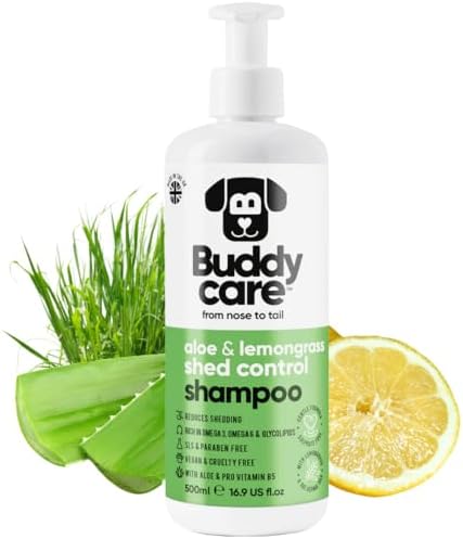 shed Control Dog Shampoo by Buddycare | Dry Skin & Itchy Skin Relief for Smelly Dogs | Deep Cleansing for Dogs Puppy Sensitive Skin | Lemongrass Scented | with Aloe & Vitamin B5 (16.90oz) by Unknown