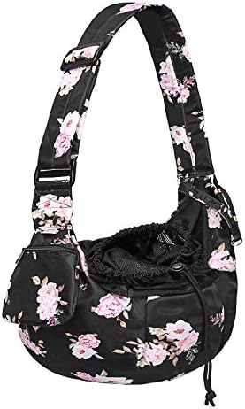 Petmolico Pet Dog Sling Carrier, Hands Free Breathable Mesh Adjustable Dog Cat Puppy Bag with Zipper Pocket for Daily Walk, Travel Outdoor Activity and Weekend Adventure, Pink Rose by Petmolico