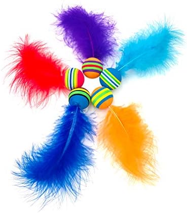 PET SHOW 5 Pack Cat Toy Balls for Indoor Cats 1.4inch with Feathers - Image 3
