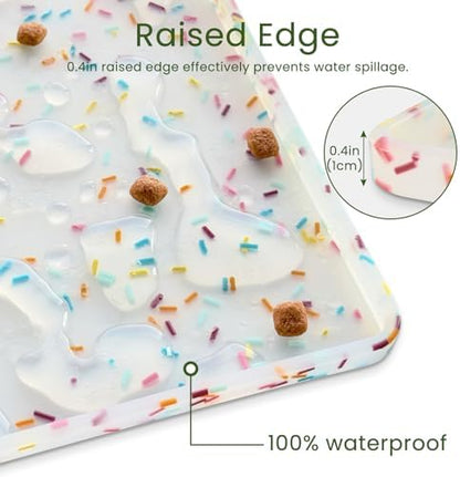 Ptlom Dog Food Mat Anti-Slip Dog Bowl Mats for Food and Water, Waterproof Pet Placemat Prevents Messy Spill to Floor, Silicone Puppy Feeding Tray for Small, Medium and Large Dogs Cats - Image 7