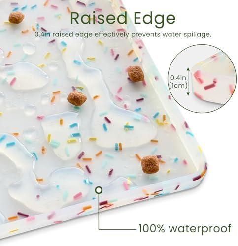 Ptlom Dog Food Mat Anti-Slip Dog Bowl Mats for Food and Water, Waterproof Pet Placemat Prevents Messy Spill to Floor, Silicone Puppy Feeding Tray for Small, Medium and Large Dogs Cats - Image 5