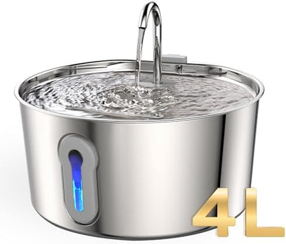 4L/135oz Large Cat Water Fountain Advanced 304 Stainless Steel with Detachable Tank, Easy to Clean, Automatic Pet Fountain Quiet Cats Water Dispenser, Dogs (135oz Large Cat Fountain) by Unknown