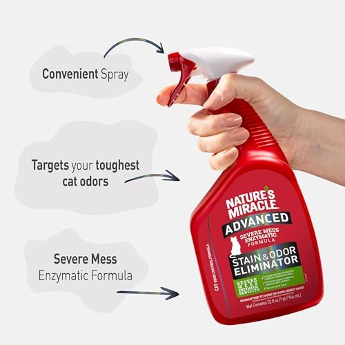 Nature's Miracle Advanced Cat Stain and Odor Eliminator Spray,Severe Mess Enzymatic Formula,32 fl oz,(Pack of 2) - Image 6